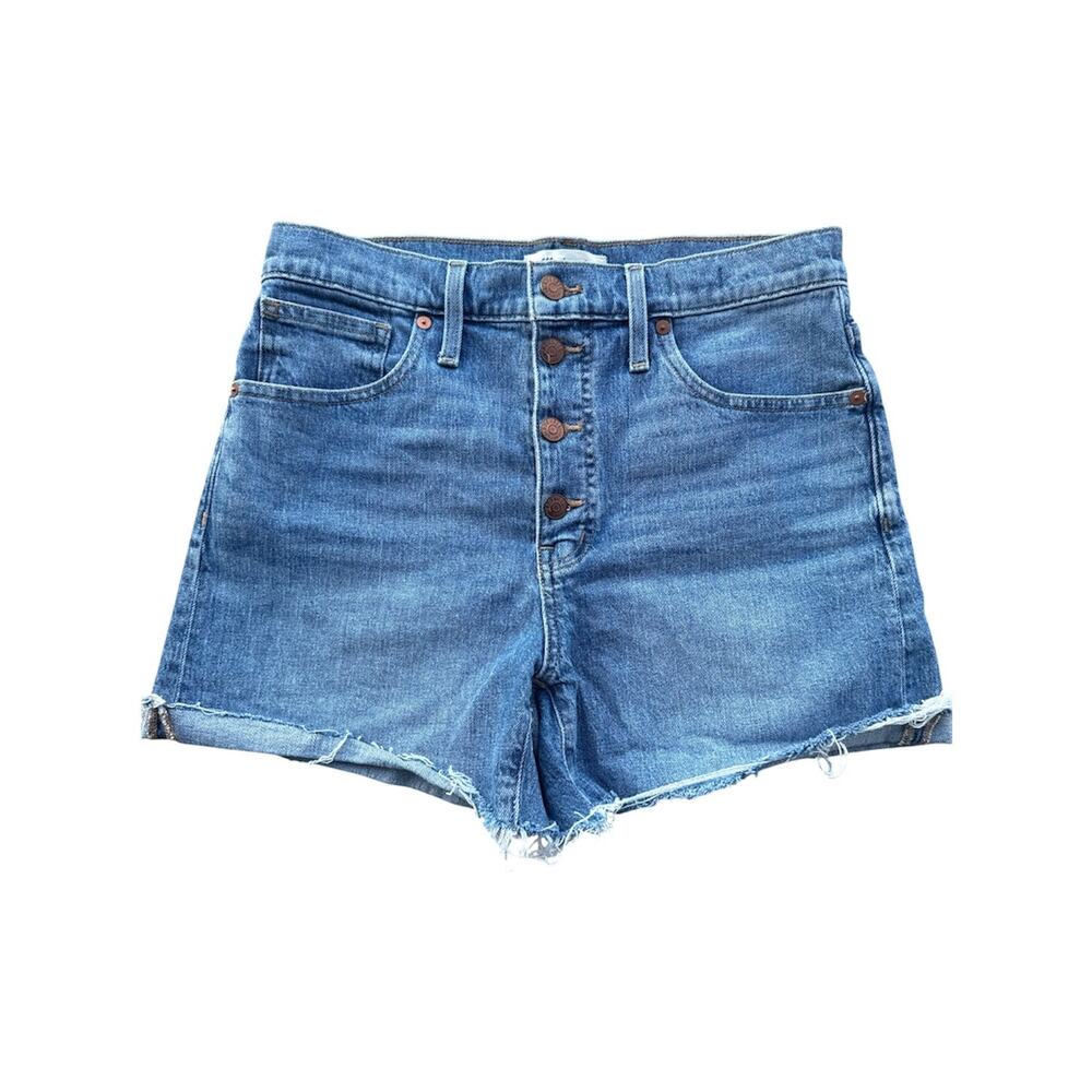 Madewell High Rise Button Front Denim Shorts Burke Wash Size 28 AJ238